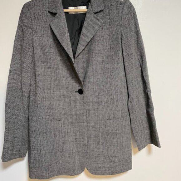 Max Mara Made in Italy Black White Woven Women's Blazer Jacket Size IT42/US8 - Picture 5 of 14